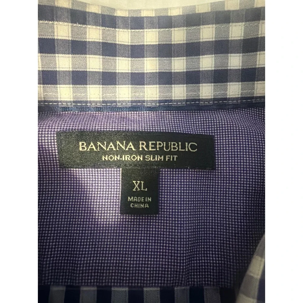 Banana Republic Mens Non-Iron Slim Fit Gingham Shirt XL
